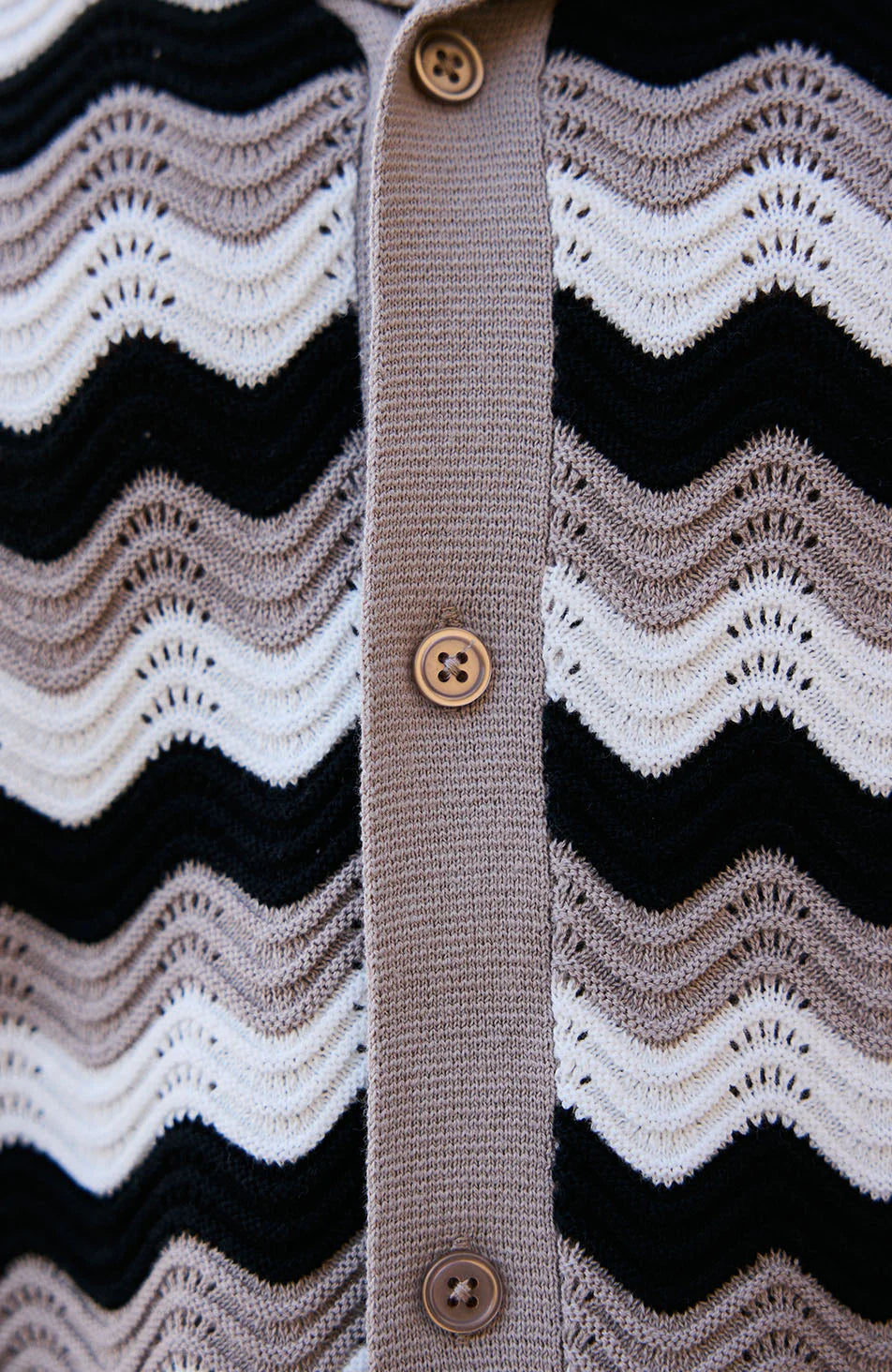 Textured Relaxed Fit Knitted Shirt in Taupe